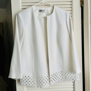 Kasper Open-Front Jacket with Lattice Hem Sz 1X